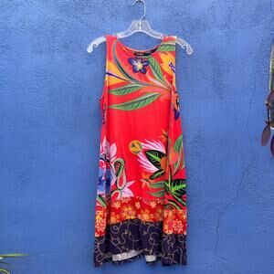 desigual sleeveless mixed tropical print dress